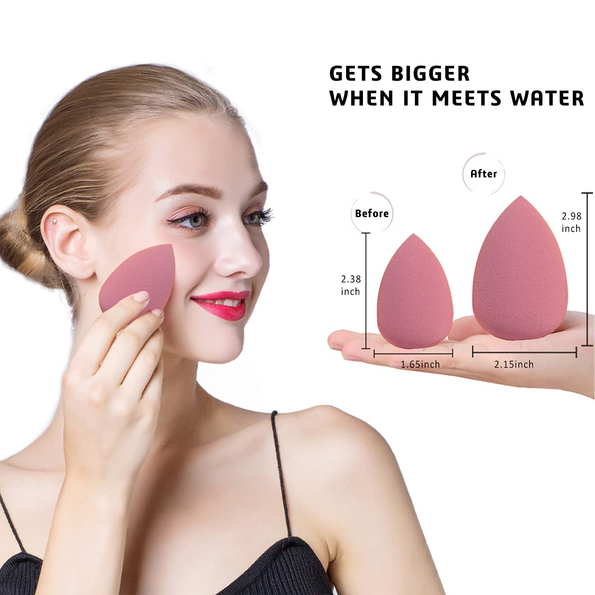 Wet-use sponge expands for smooth foundation application.