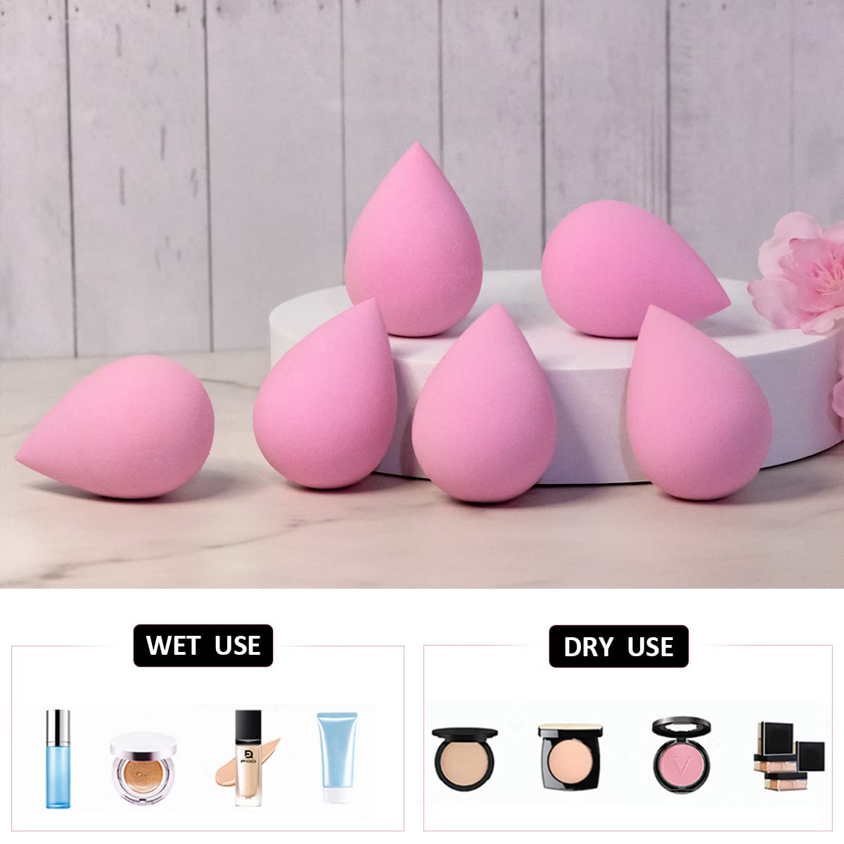 Leeshine soft beauty sponge close-up highlights bouncy texture for smooth concealer application.