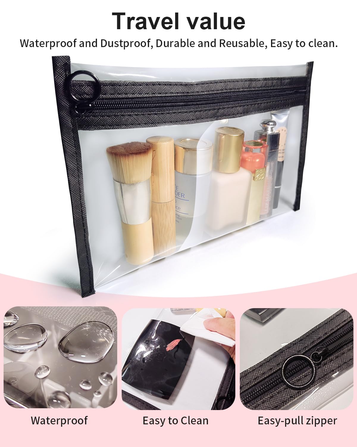 Leevanoo clear makeup bags, beach-ready storage for essentials.