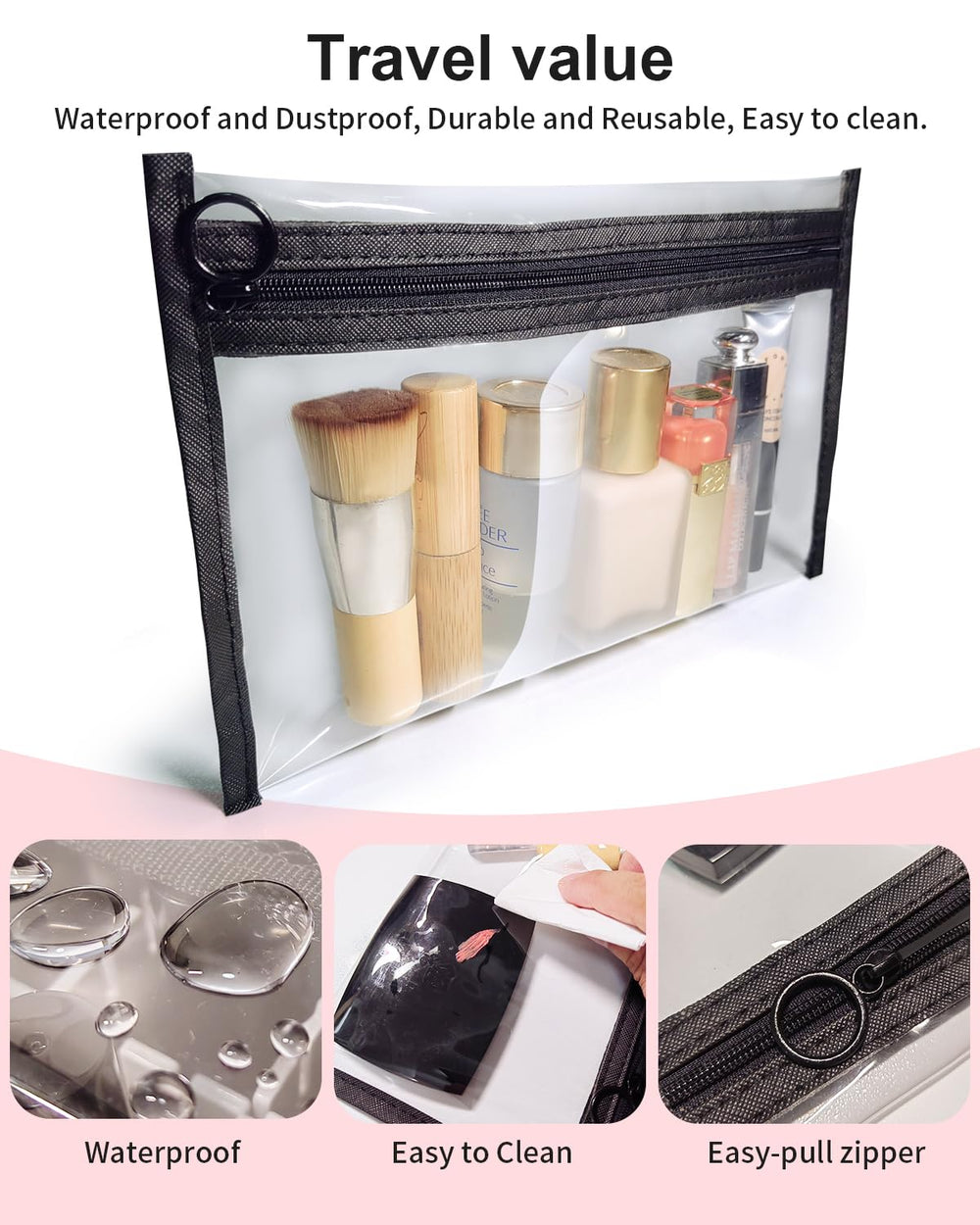 Leevanoo clear makeup bags, beach-ready storage for essentials.