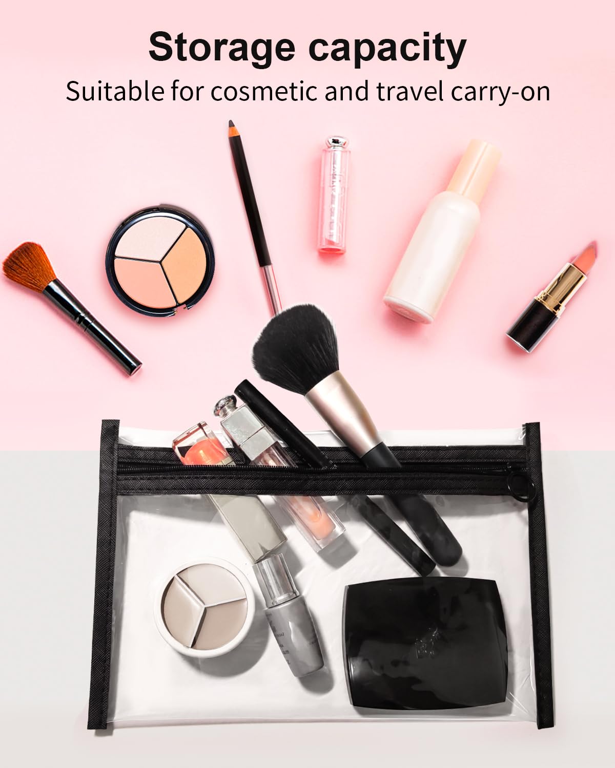 Leevanoo clear travel set, compact sizes for toiletries and cosmetics.