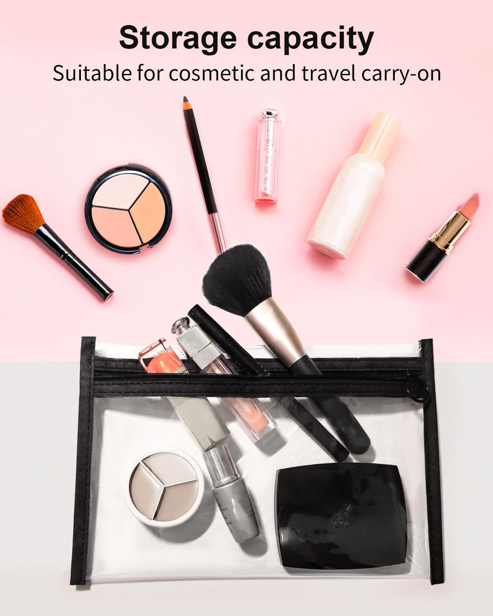 Leevanoo clear travel set, compact sizes for toiletries and cosmetics.