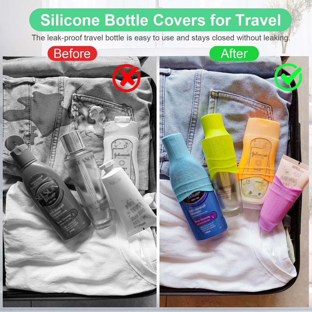 Leevanoo silicone bottle covers, food-grade material keeps toiletries secure