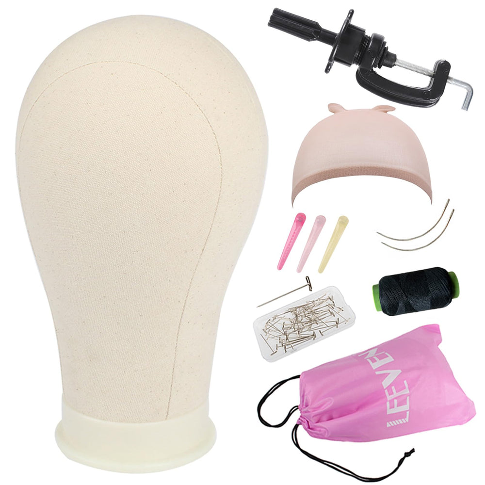 Leeven canvas head wig-manikin with 21-24inch fit for precise styling