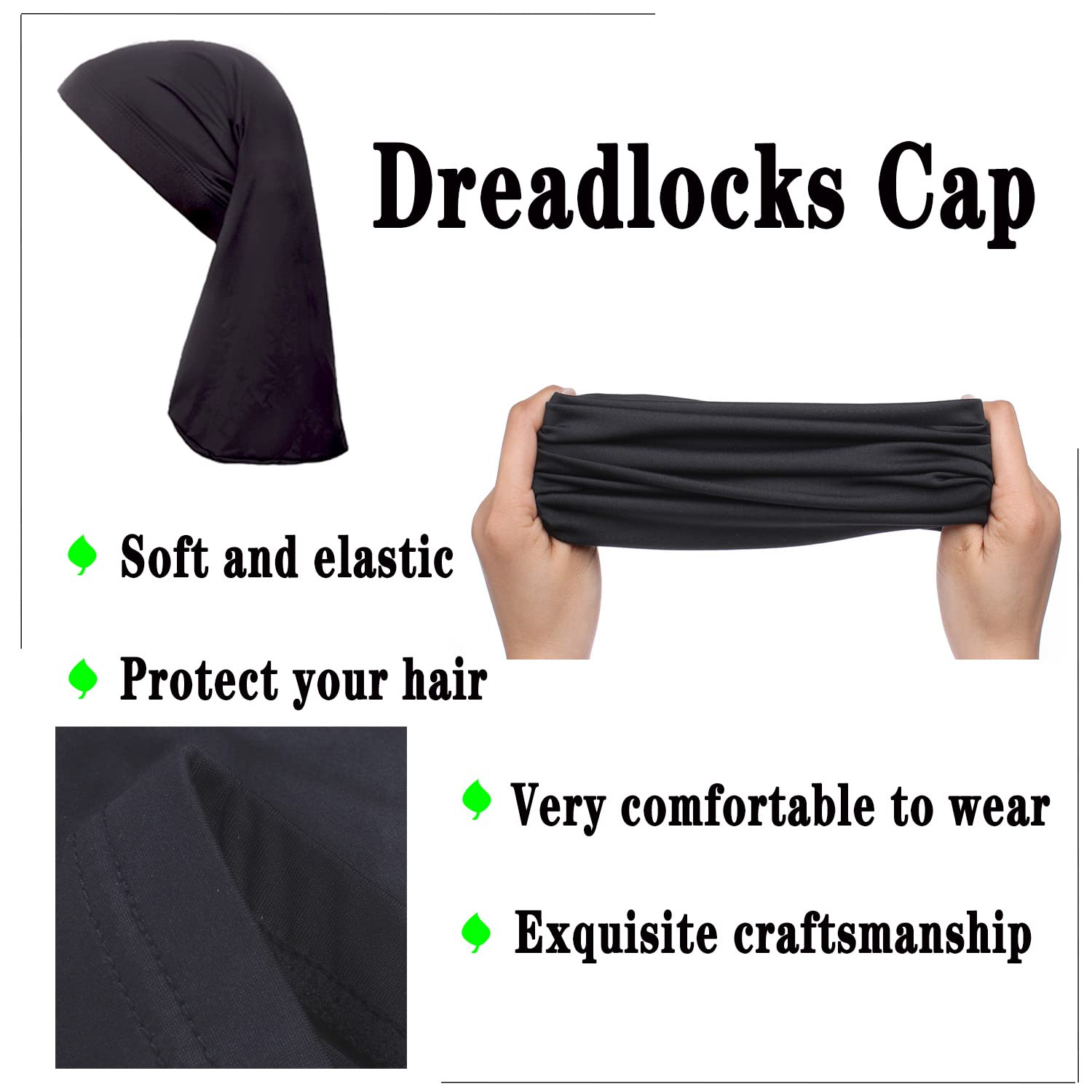 Leeven dreadlock cap on-head sleep-use demonstrates comfortable coverage for overnight wear.