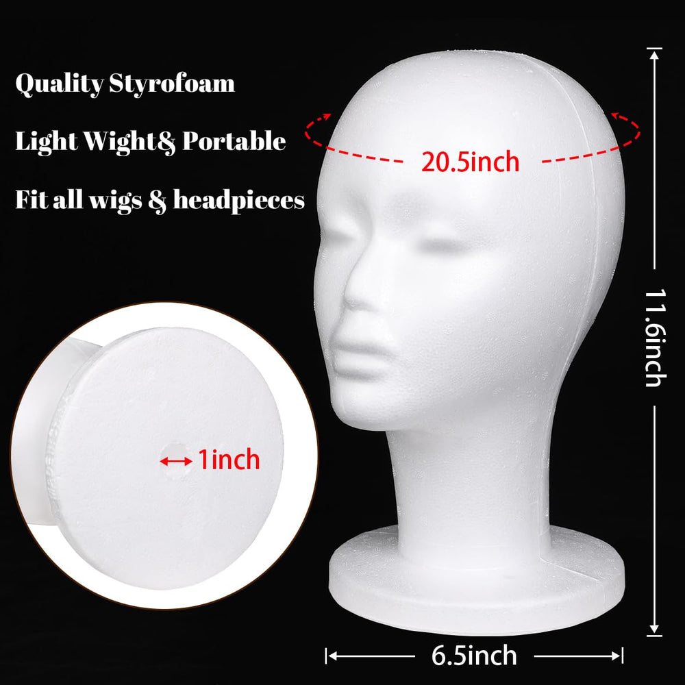 Leeven foam wig head dimensions show 29cm height.