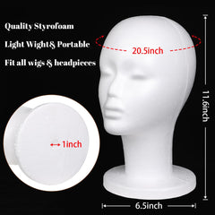 Leeven foam wig head dimensions show 29cm height.
