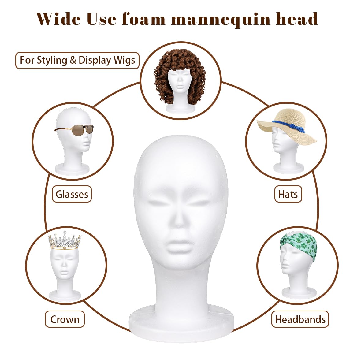 Leeven smooth molded surface protects wigs during display.