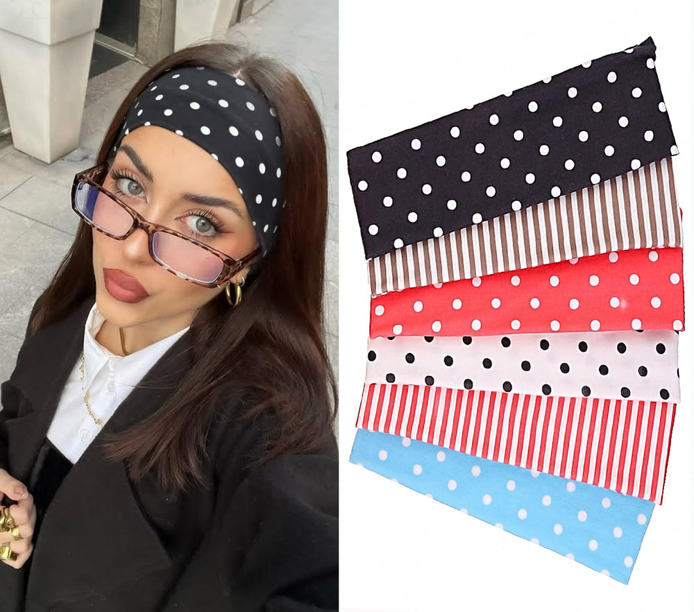 Leeven polka-dot headband with soft-elastic-fabric for all-day comfort.