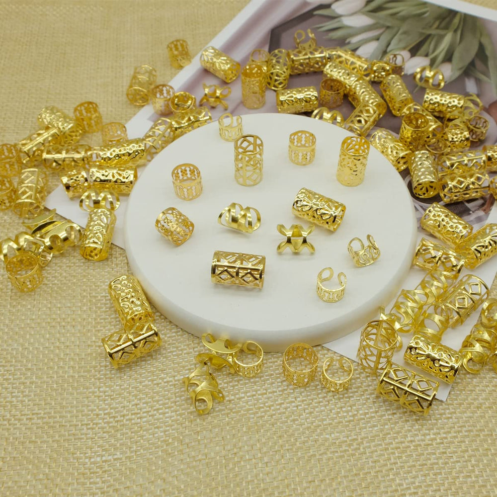 LEILEIXI aros para trenzas oro, 100 piezas, decoración versátil para peinados.