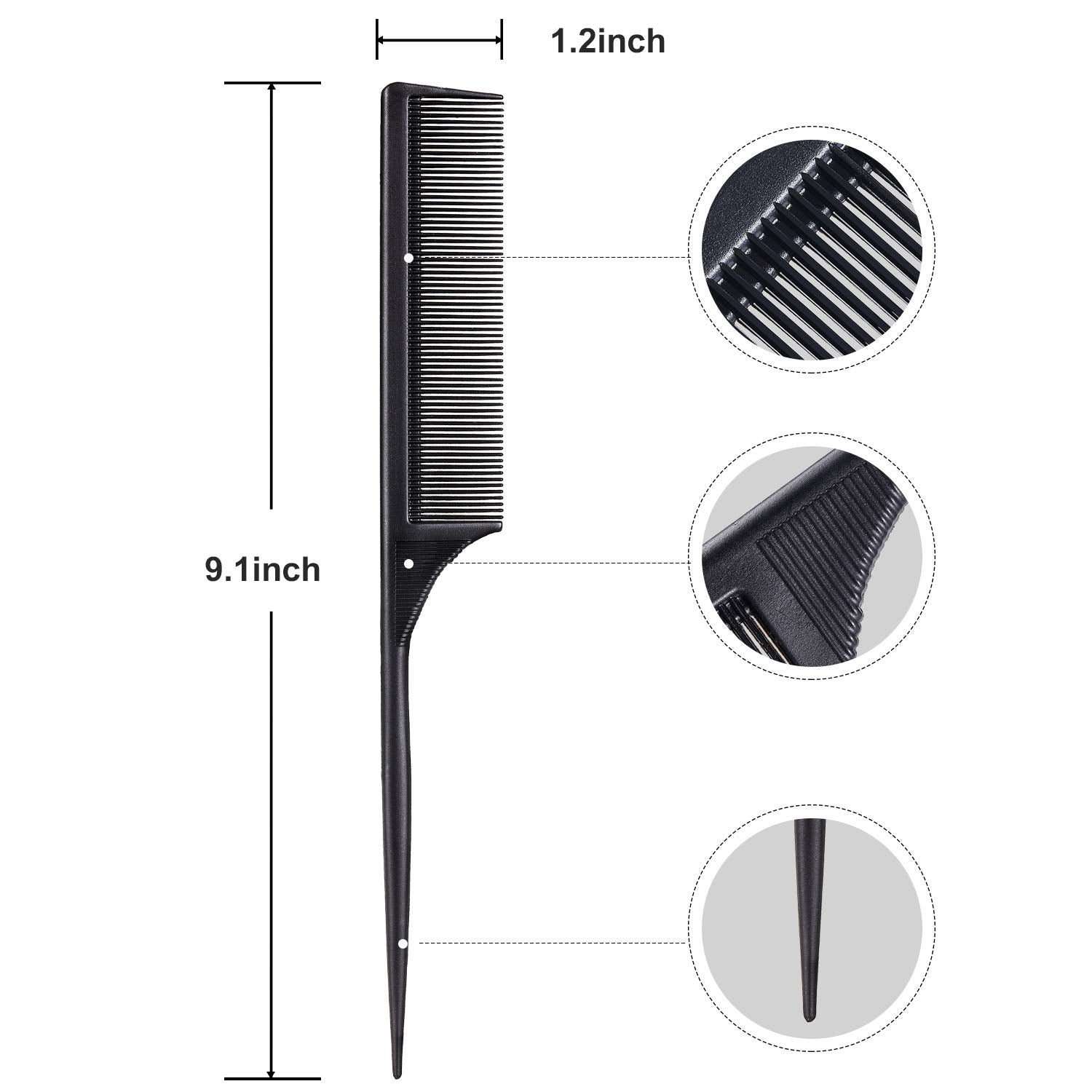 Leinuosen carbon-fiber rat-tail comb offering anti-static performance for smooth detangling.