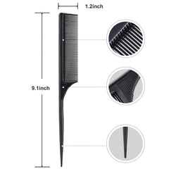 Leinuosen carbon-fiber rat-tail comb offering anti-static performance for smooth detangling.
