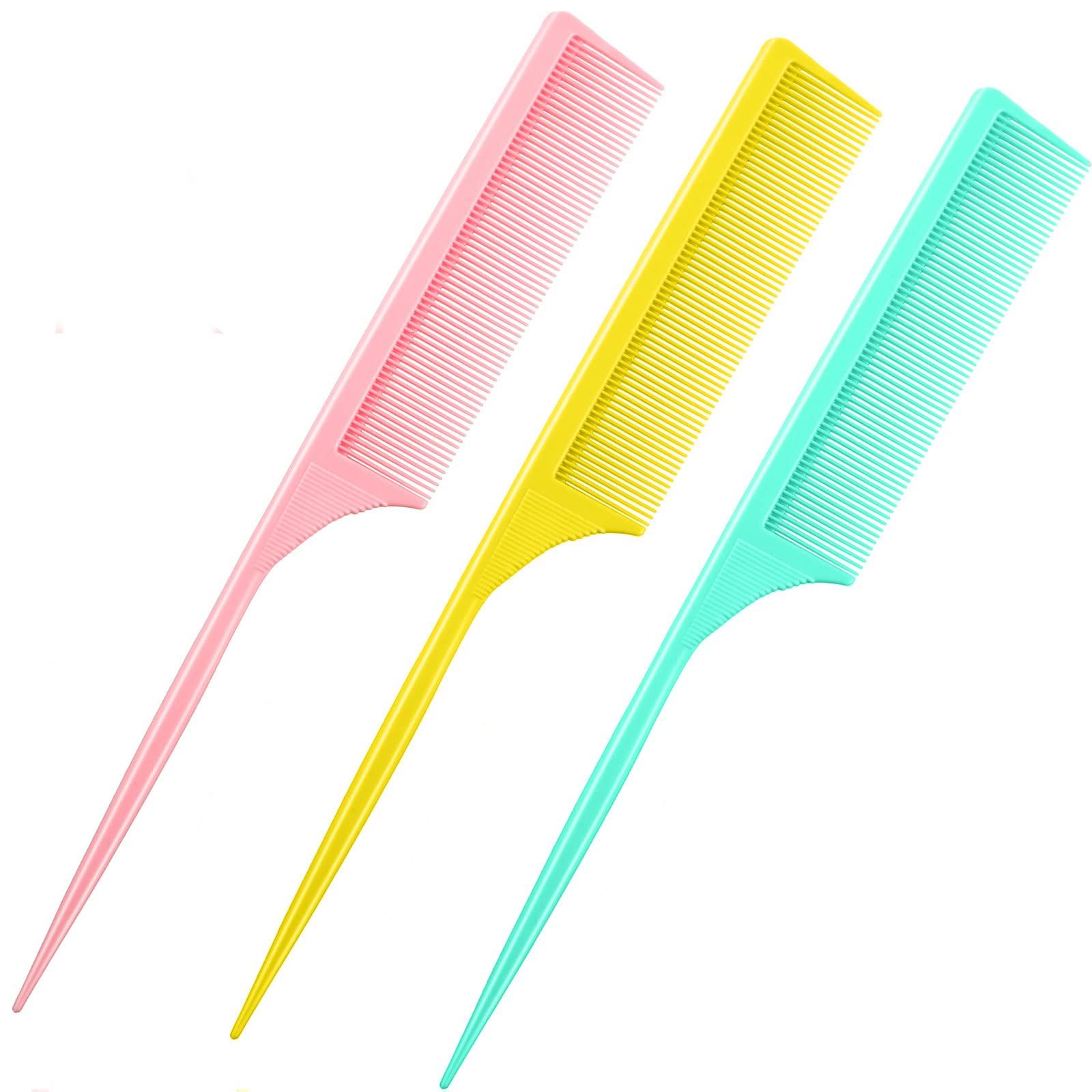 Leinuosen pink rat tail comb front view for precise parting and volume