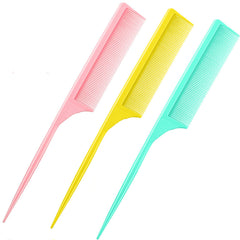 Leinuosen pink rat tail comb front view for precise parting and volume