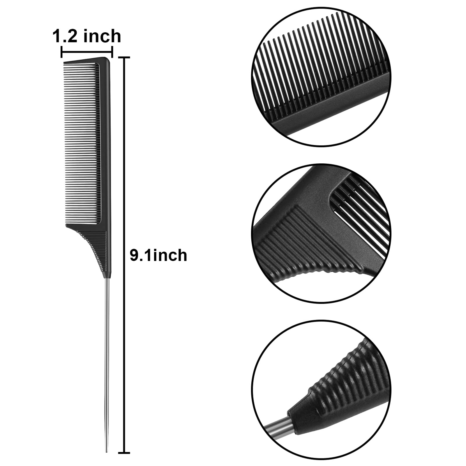 Leinuosen carbon fiber look teasing comb for precise sectioning and styling.