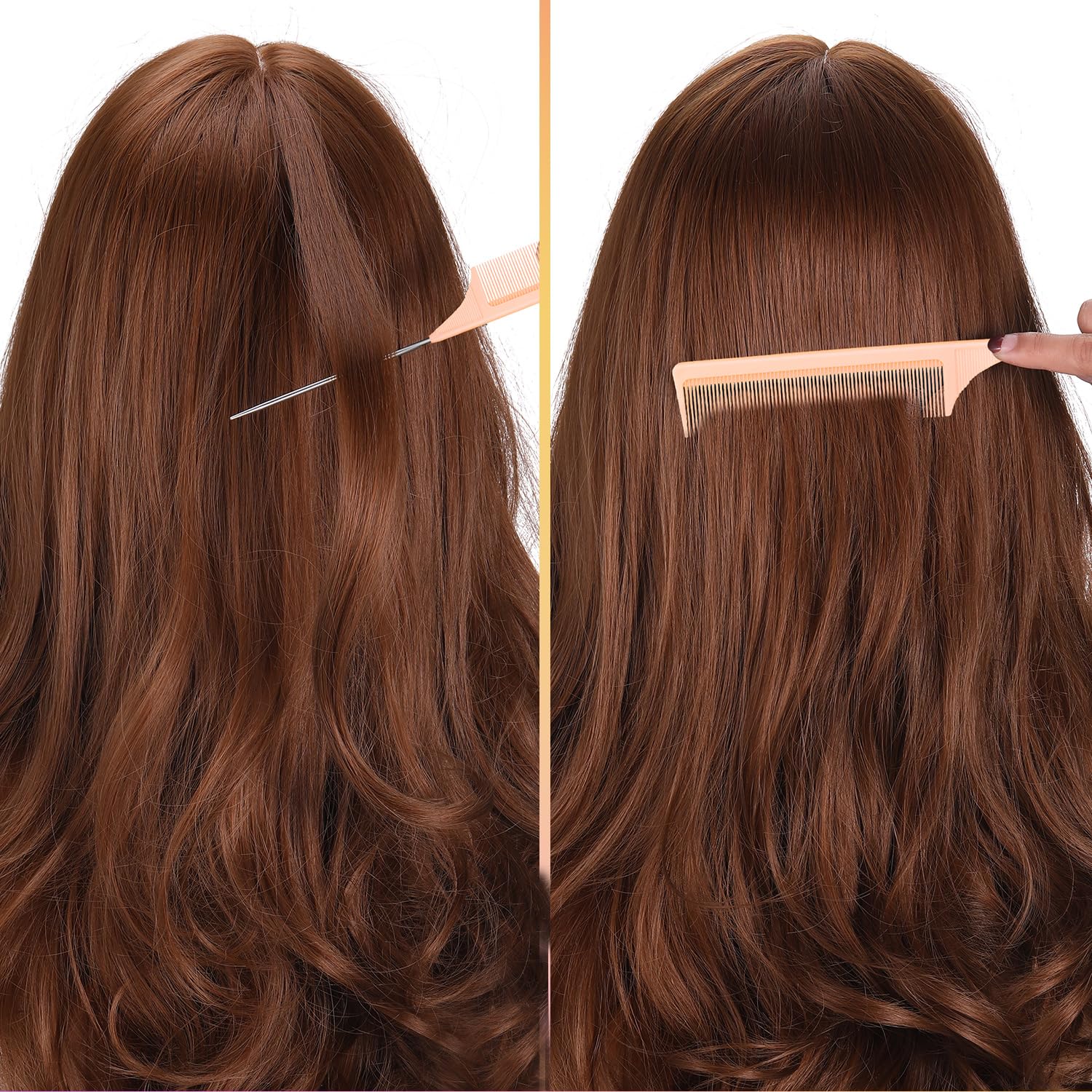 Leinuosen carbon fiber teasing comb with stainless pintail for precise parting.