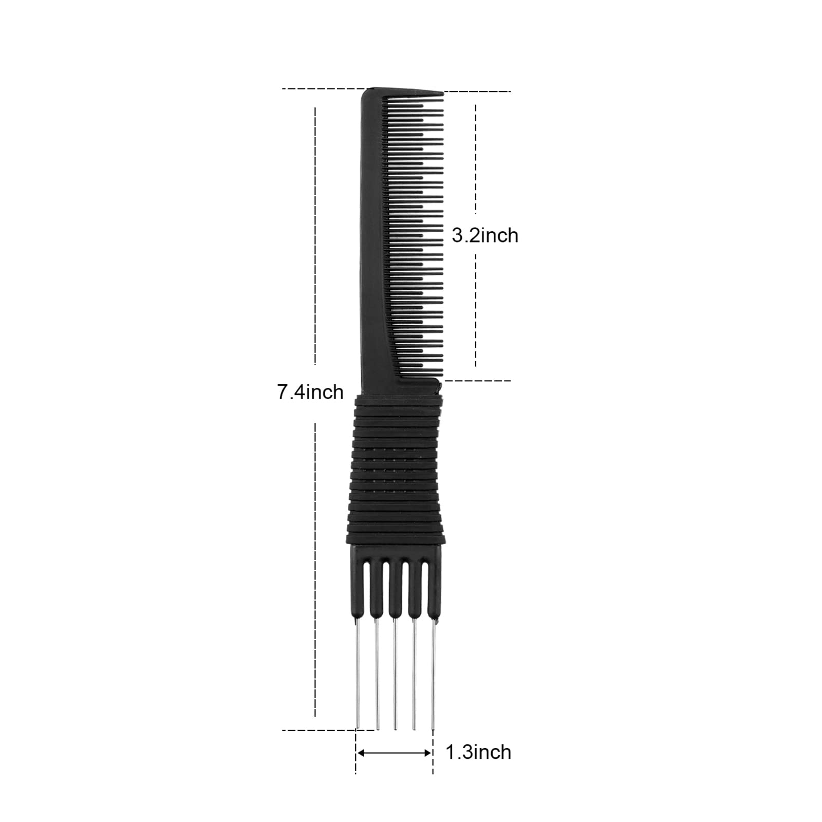 Leinuosen carbon lift teasing comb showing alternating teeth for versatile teasing