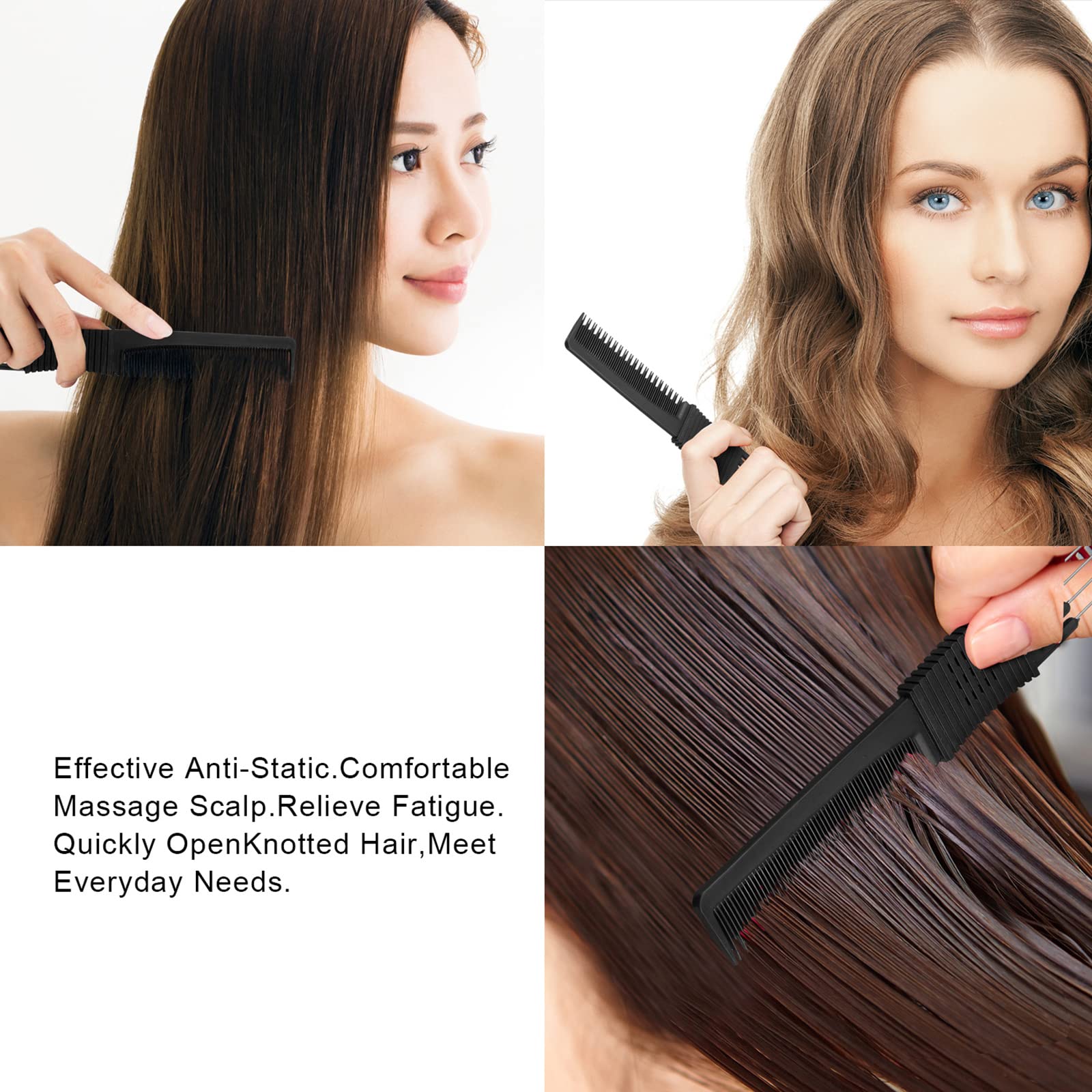 Leinuosen carbon lift teasing comb pack includes three black pieces for sharing