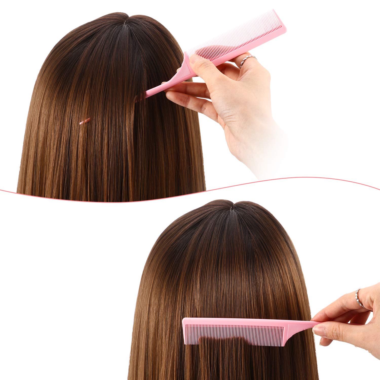 Leinuosen rat tail comb carbon texture highlights anti-static, heat-resistant material