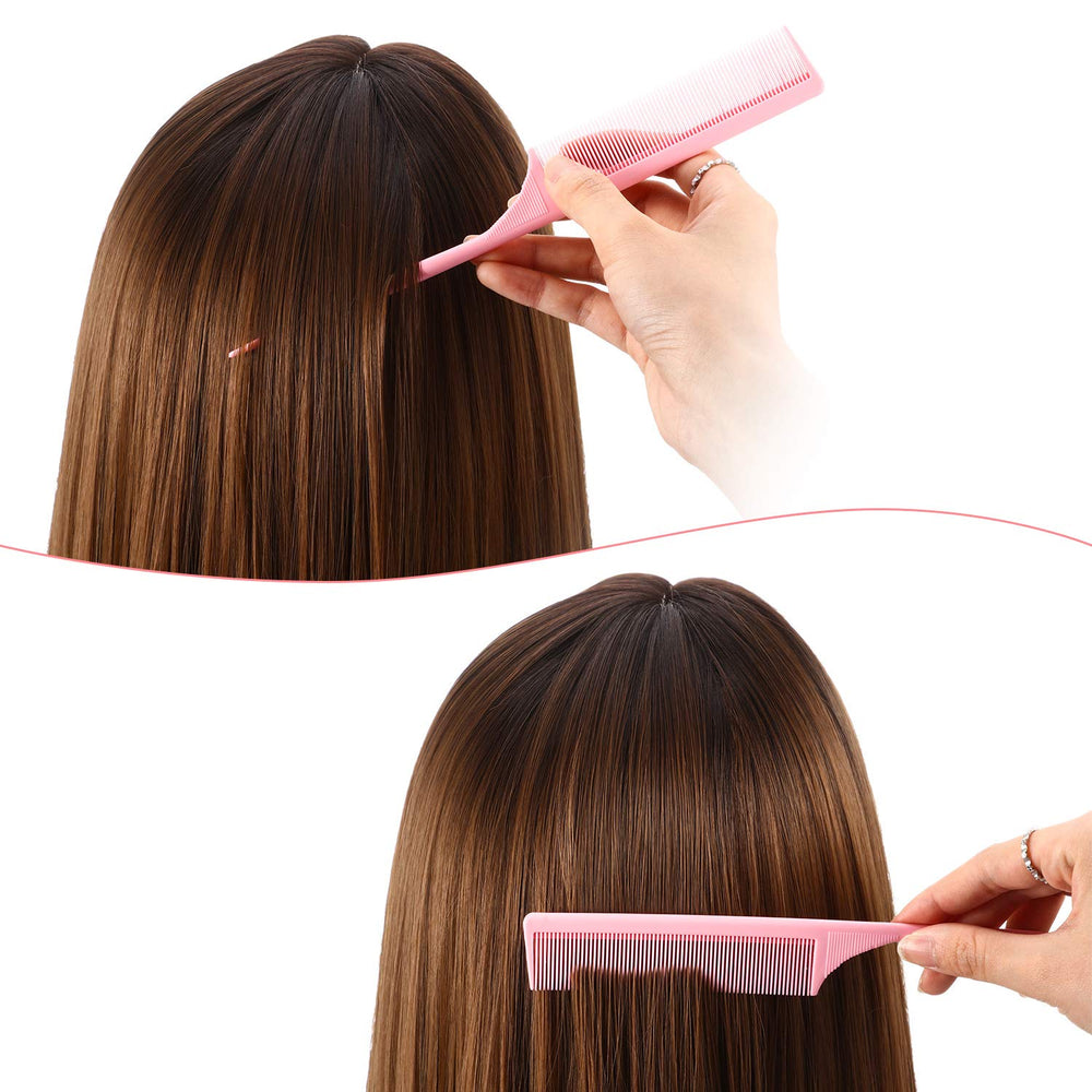 Leinuosen rat tail comb carbon texture highlights anti-static, heat-resistant material