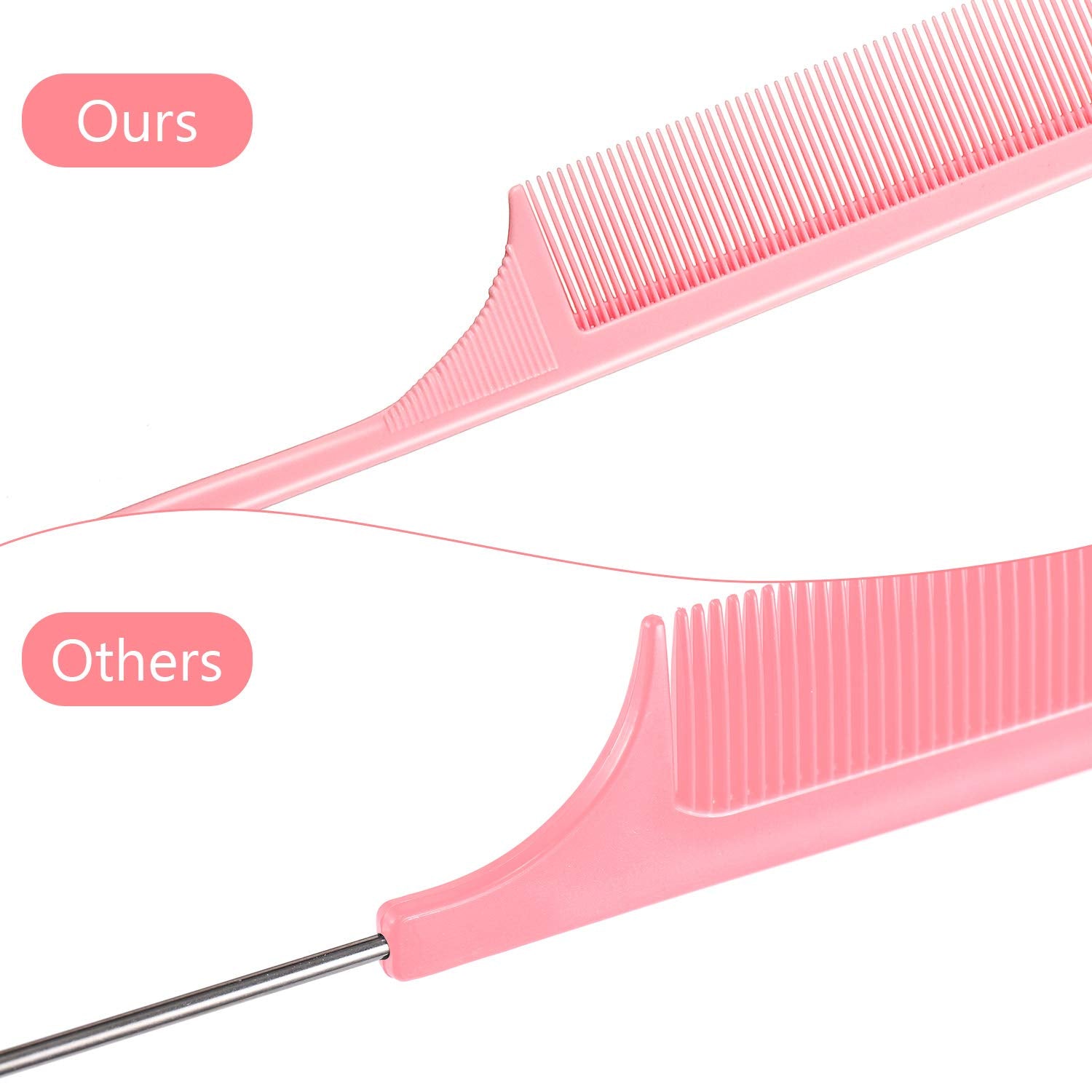 Leinuosen rat tail comb parting use demonstrating versatile backcombing and volume