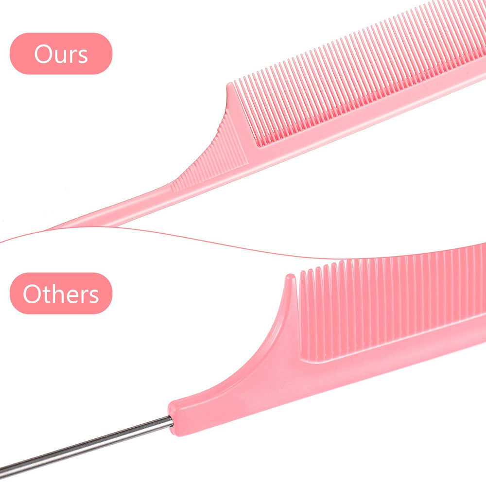 Leinuosen rat tail comb parting use demonstrating versatile backcombing and volume