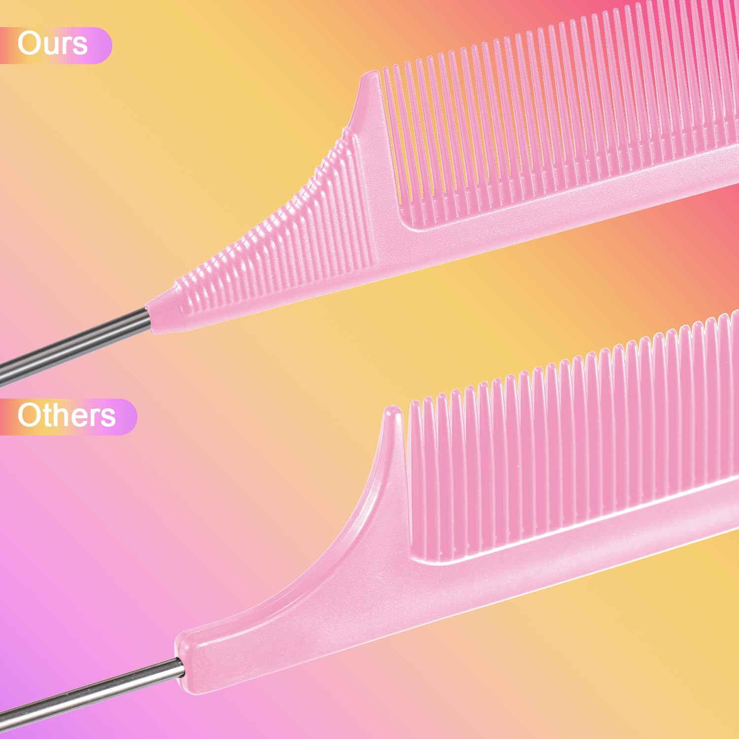 Leinuosen rat-tail carbon fiber comb in white with pintail for clean sectioning.