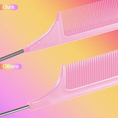 Leinuosen rat-tail carbon fiber comb in white with pintail for clean sectioning.