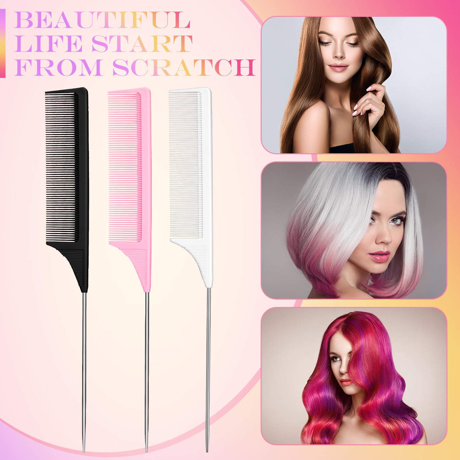 Leinuosen rat-tail styling tool with stainless pintail for precise parting and post-style touches.