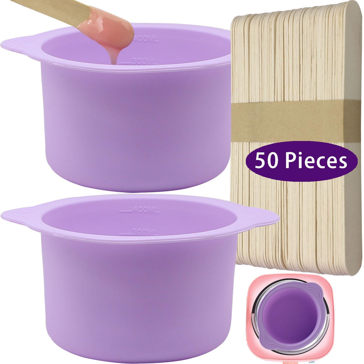 LEISENOR 2-pack silicone liner for wax warmer in purple keeps wax neat and mess-free