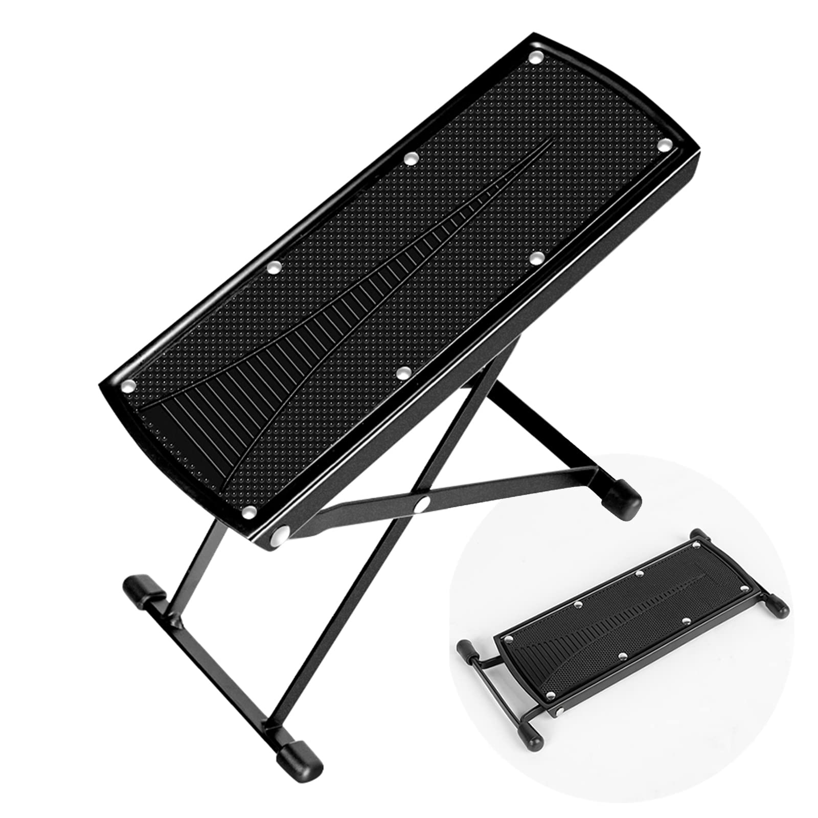 Lejesth foldable foot rest closed for compact storage and portability.