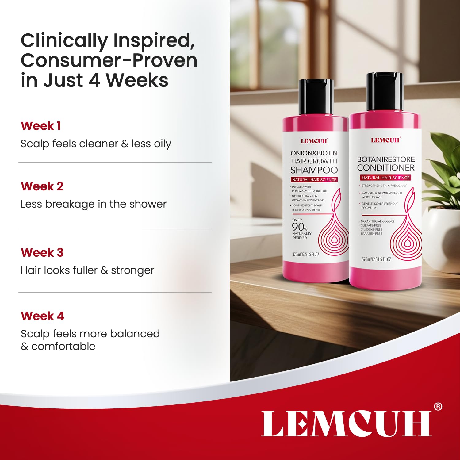 Lemcuh Gentle Conditioner bottle side view highlighting paraben-free daily use.