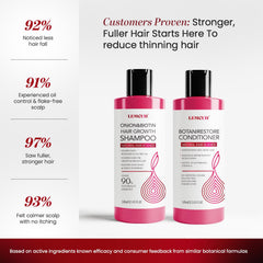 Lemcuh Gentle Shampoo back label close-up highlighting natural biotin and onion blend.