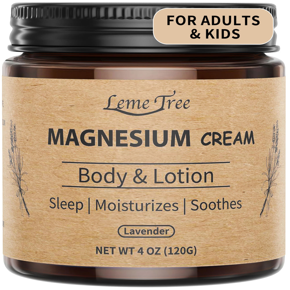 LemeTree Magnesium Cream bottle signals a calming nighttime routine.