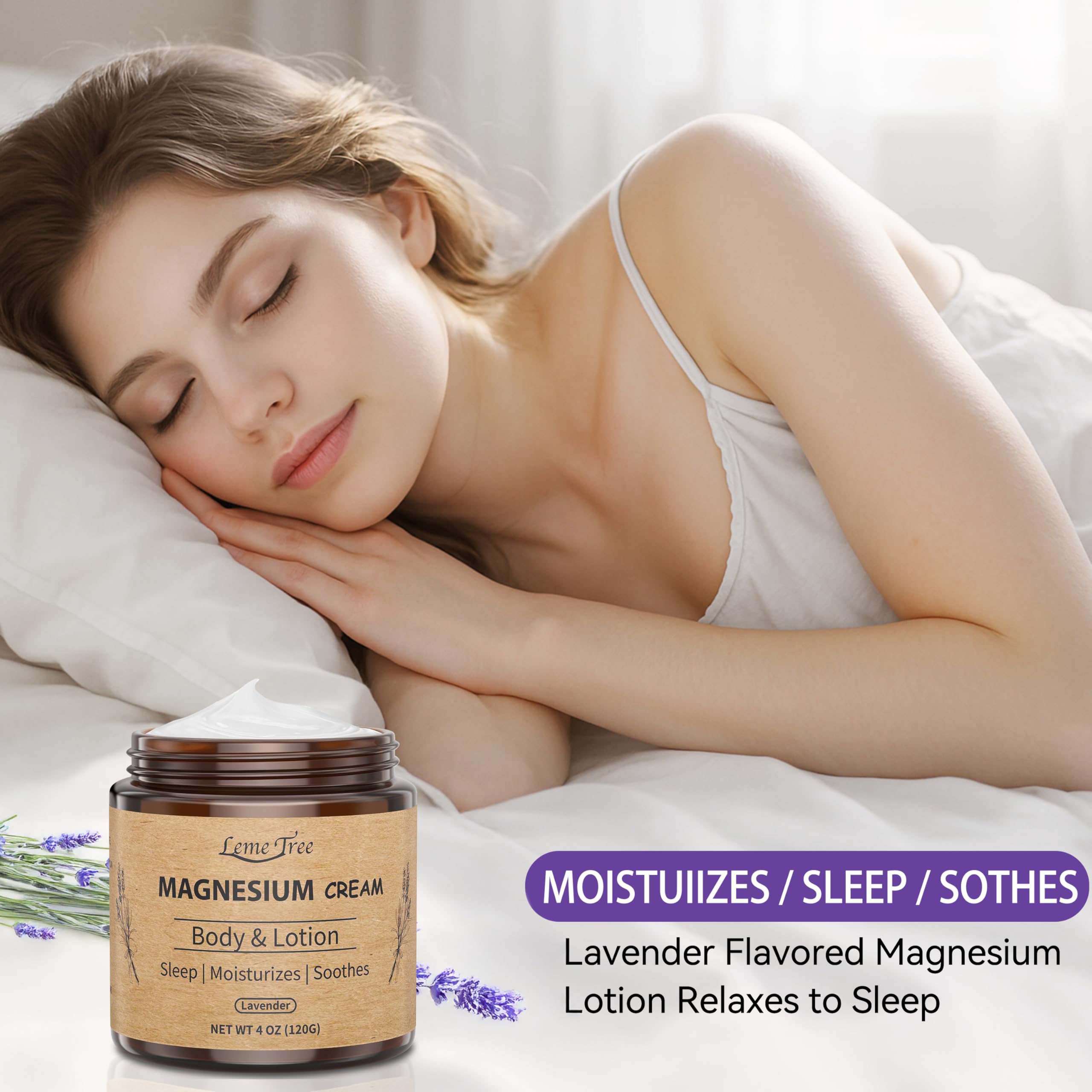 LemeTree magnesium cream on legs demonstrates easy, even application.