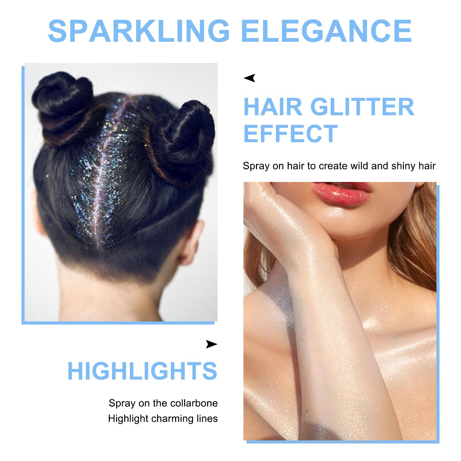 LemonSac Glint-Rainbow hair glitter spray adds sparkling strands without greasiness.