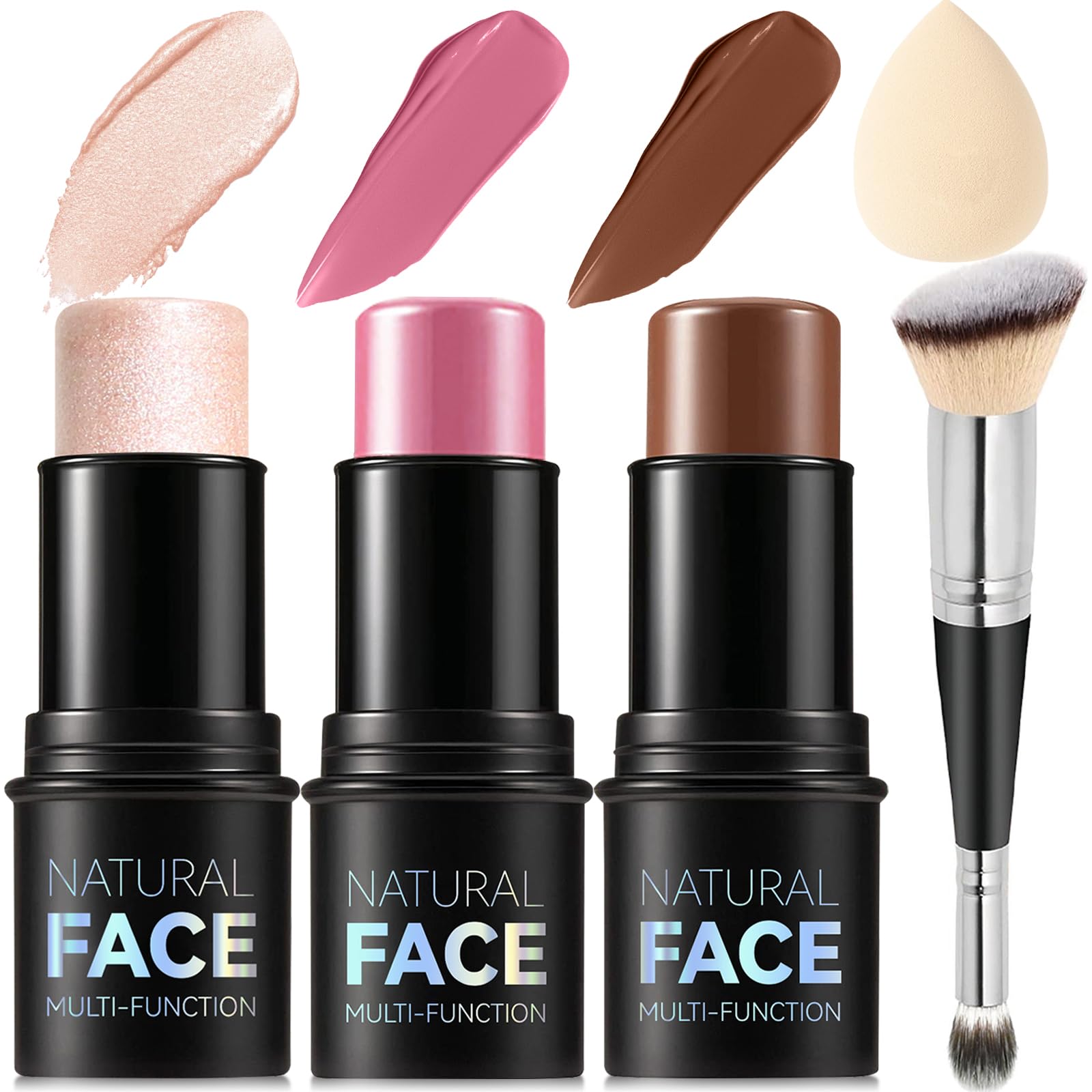 LemonSac 3Pcs contour kit swatches show light to medium shades for natural sculpting.