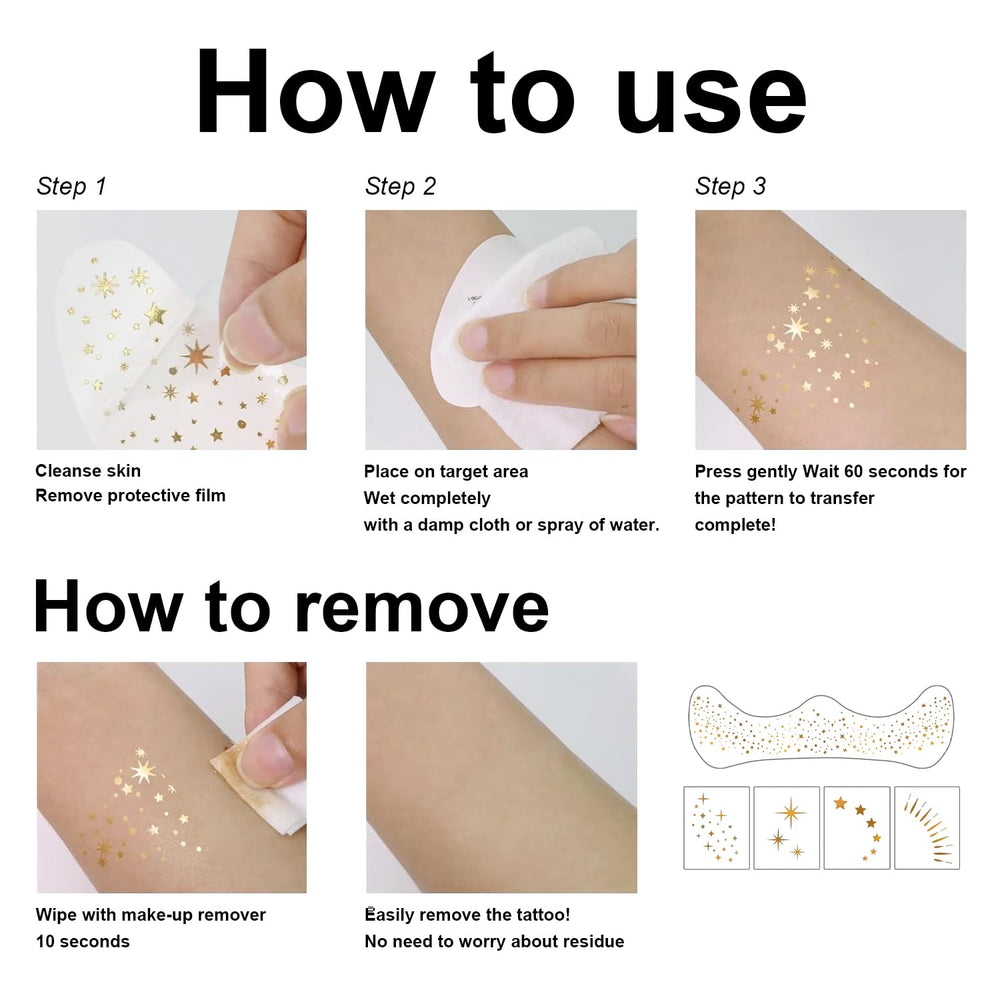 Destellos dorados LemonSac para maquillajes temporales de temporada