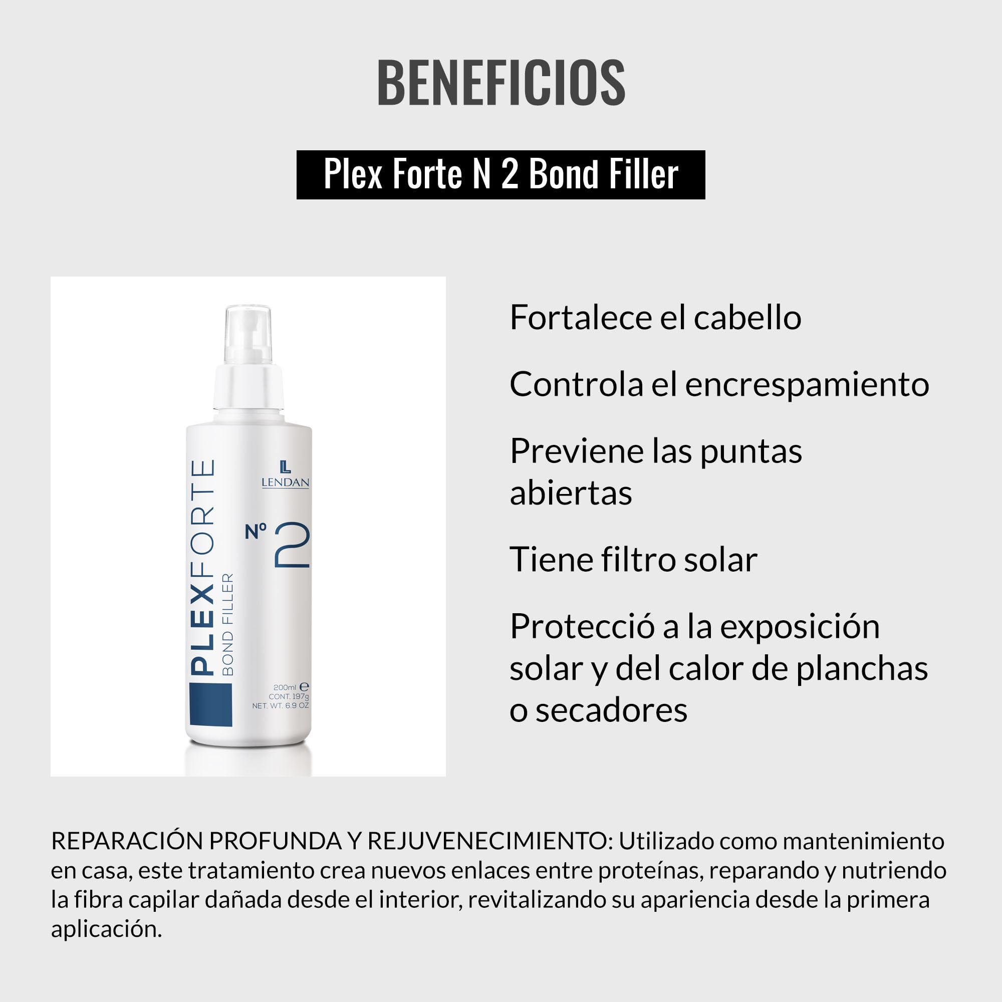 TextoCrema Lendan Plex Forte Nº2 Bond Filler con textura cremosa para nutrición