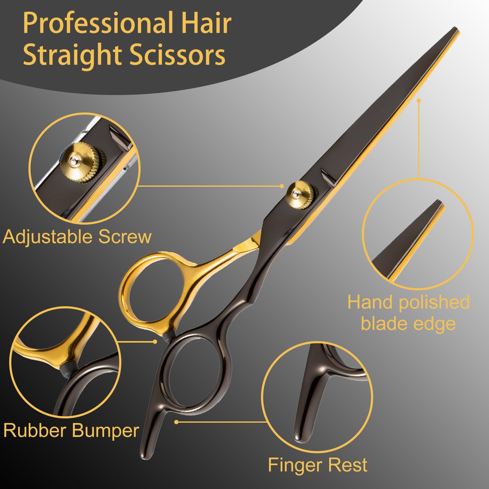 Lengnoyp black gold textured thinning scissor for blending and shaping