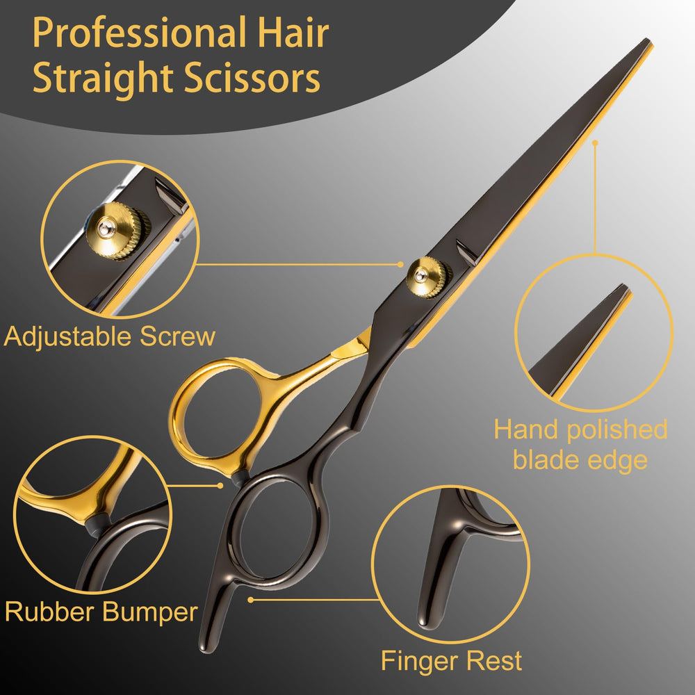Lengnoyp black gold textured thinning scissor for blending and shaping