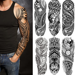 Leoars tatuaje de manga completa de 6 hojas para uso temporal seguro y llamativo.