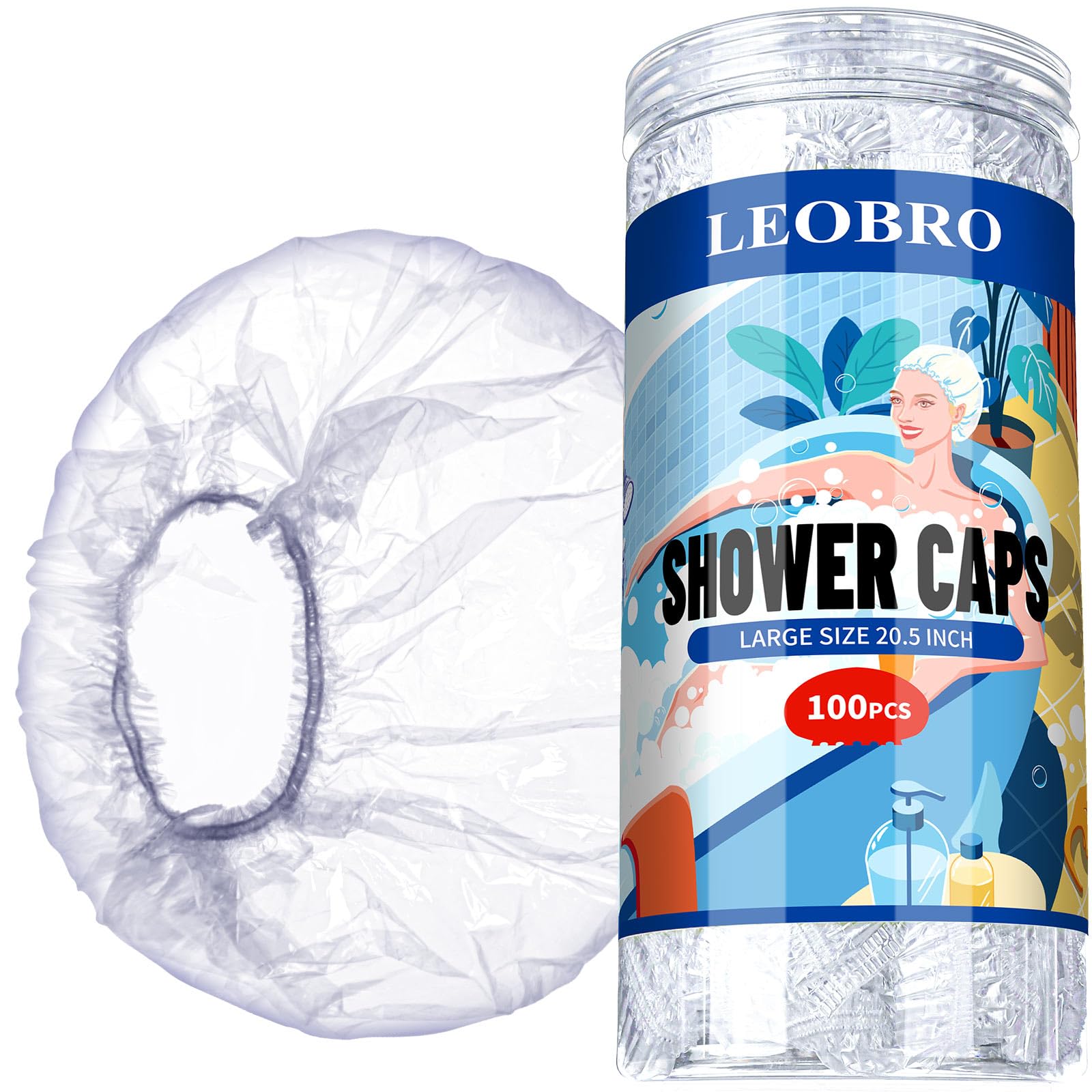 Gorra de ducha LEOBRO grande y desechable, ideal para cabello largo y grueso.