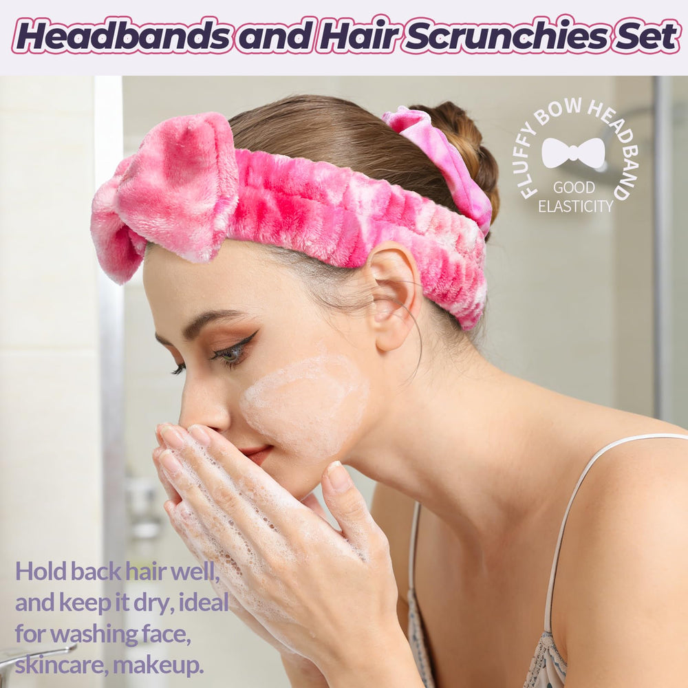 LEOBRO makeup headband hot pink absorbs moisture while washing the face.