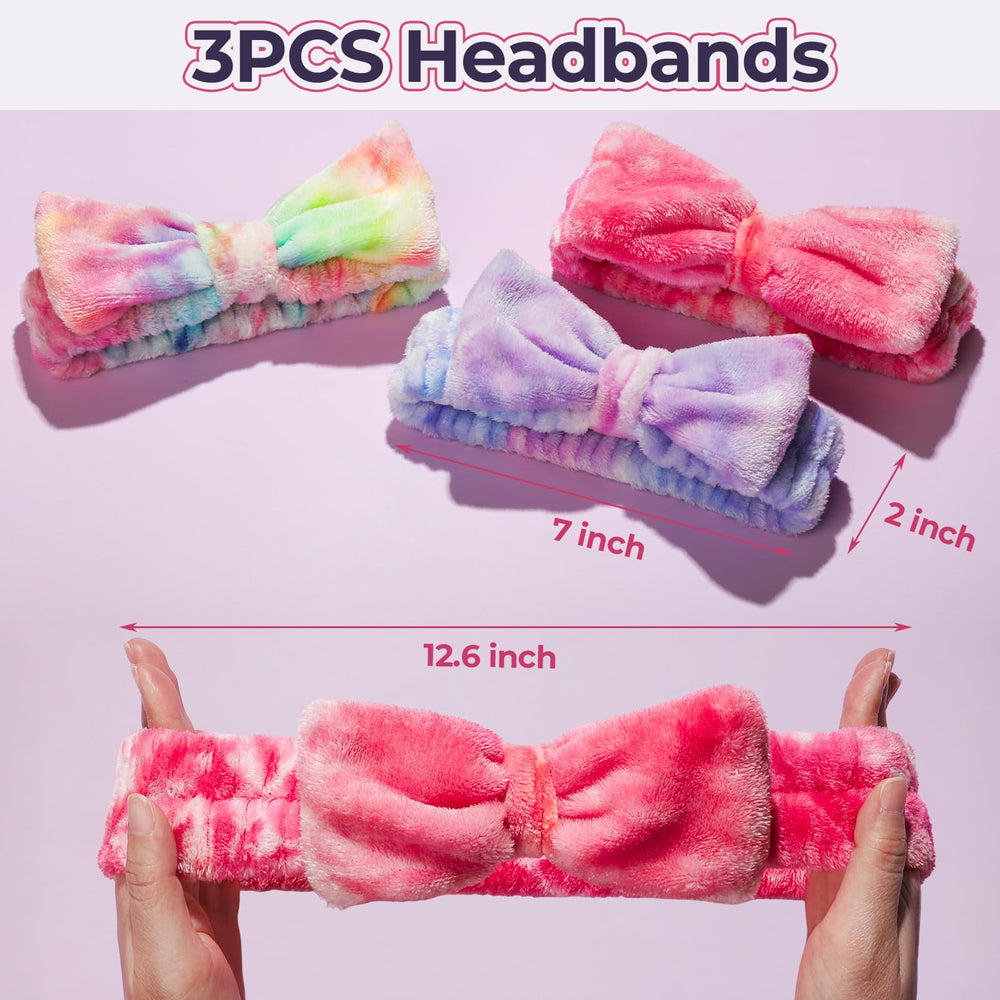 LEOBRO makeup headband violet soft microfiber for makeup application.
