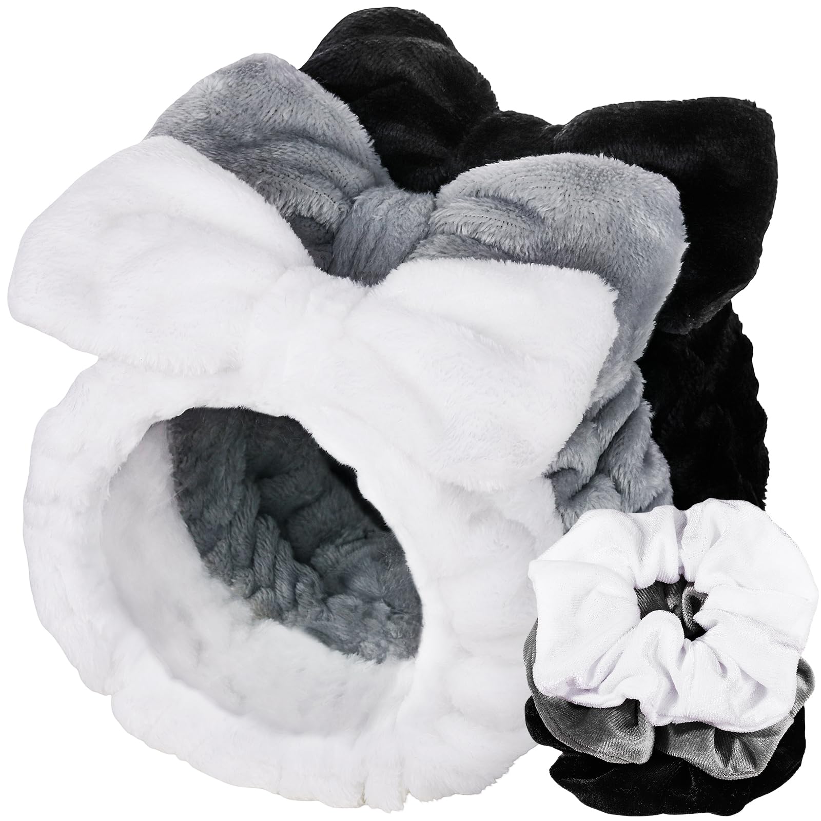 LEOBRO spa headband black bow soft and absorbent for skincare