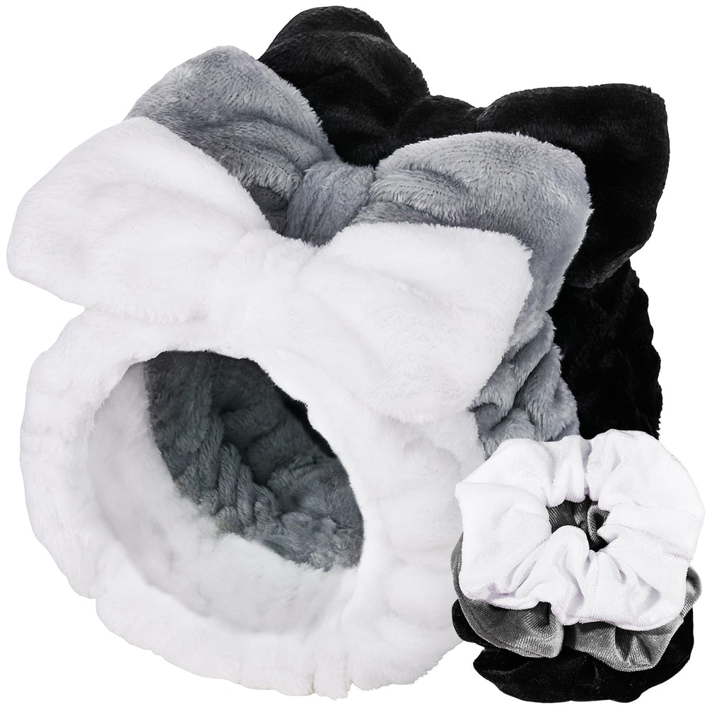LEOBRO spa headband black bow soft and absorbent for skincare