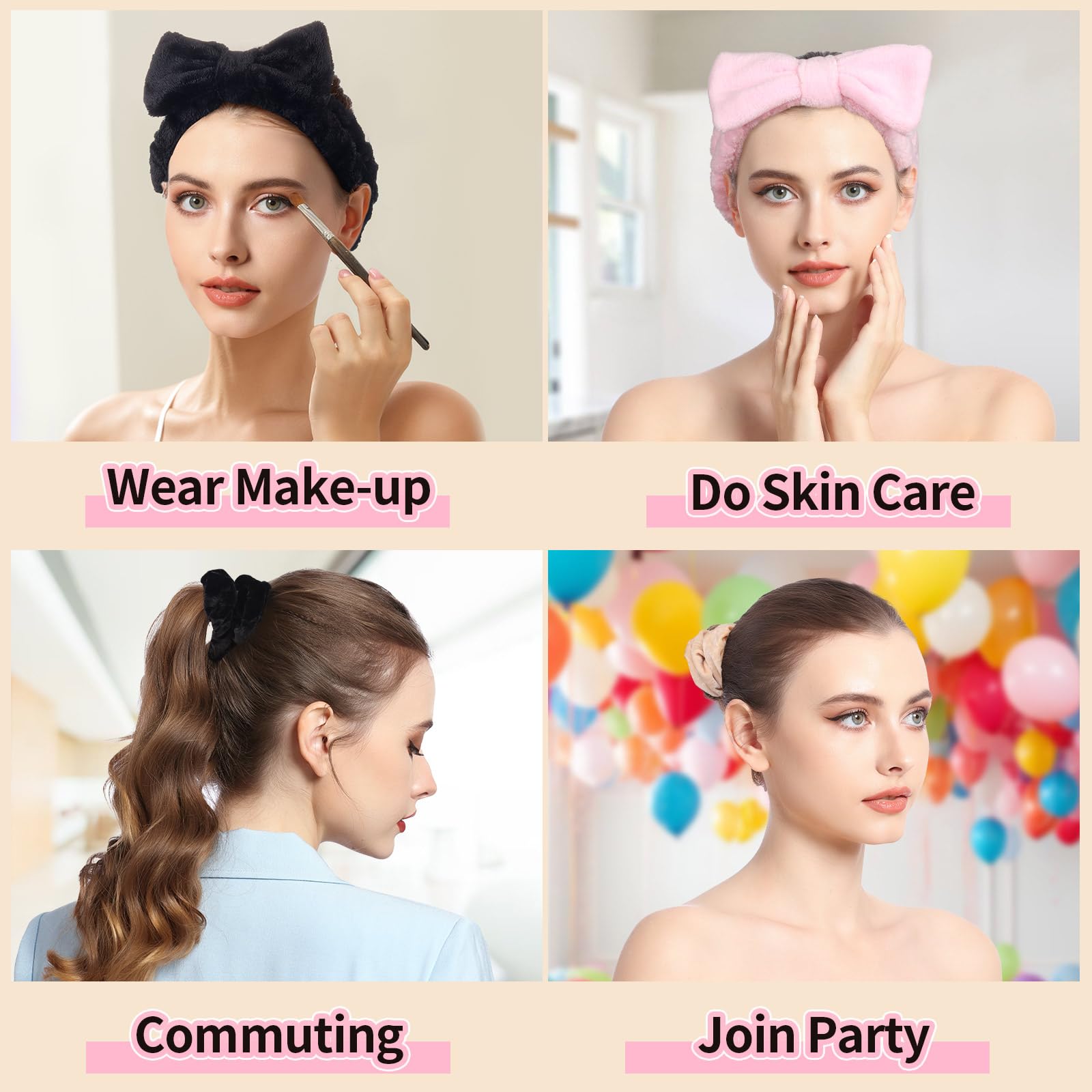 LEOBRO spa headband with removable bow offers versatile styling options.