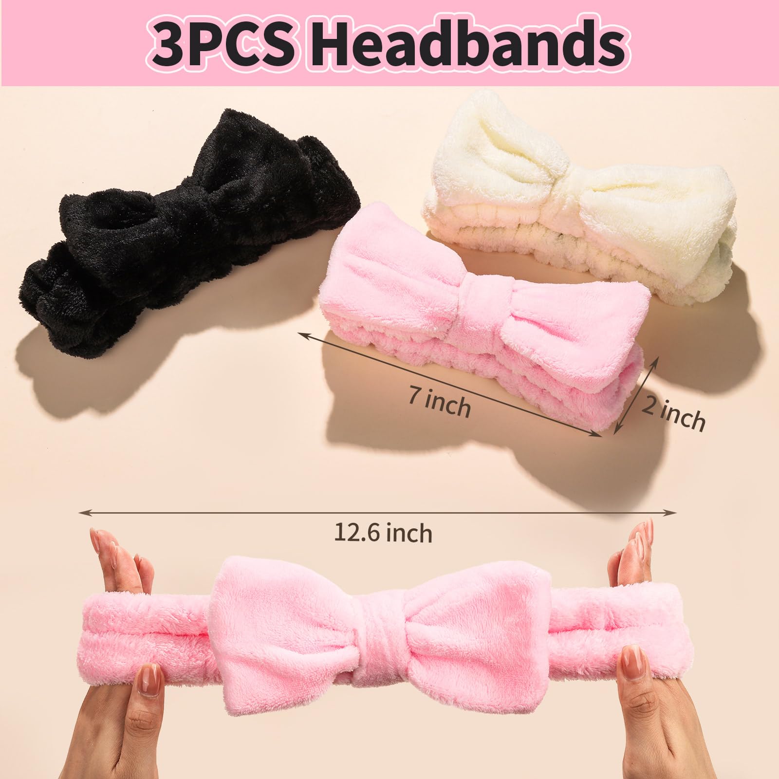 LEOBRO spa headband in creamy white absorbs moisture while washing face.