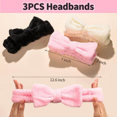 LEOBRO spa headband in creamy white absorbs moisture while washing face.